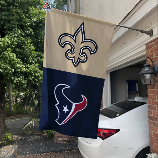 Saints vs Texans House Divided Flag, NFL House Divided Flag