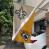 New Orleans Saints vs Jacksonville Jaguars House Divided Flag, NFL House Divided Flag