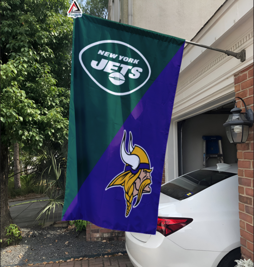 Jets vs Vikings House Divided Flag, NFL House Divided Flag