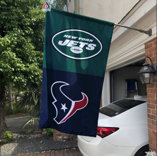 Jets vs Texans House Divided Flag, NFL House Divided Flag