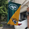 New York Jets vs Jacksonville Jaguars House Divided Flag, NFL House Divided Flag