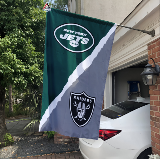 Jets vs Raiders House Divided Flag, NFL House Divided Flag