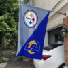 Pittsburgh Steelers vs Los Angeles Rams House Divided Flag, NFL House Divided Flag