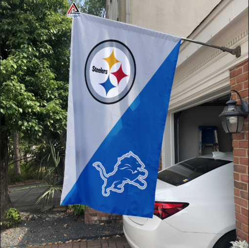 Steelers vs Lions House Divided Flag, NFL House Divided Flag