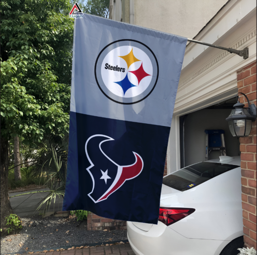 Steelers vs Texans House Divided Flag, NFL House Divided Flag