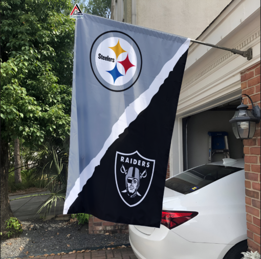 Steelers vs Raiders House Divided Flag, NFL House Divided Flag