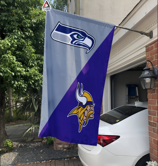 Seahawks vs Vikings House Divided Flag, NFL House Divided Flag
