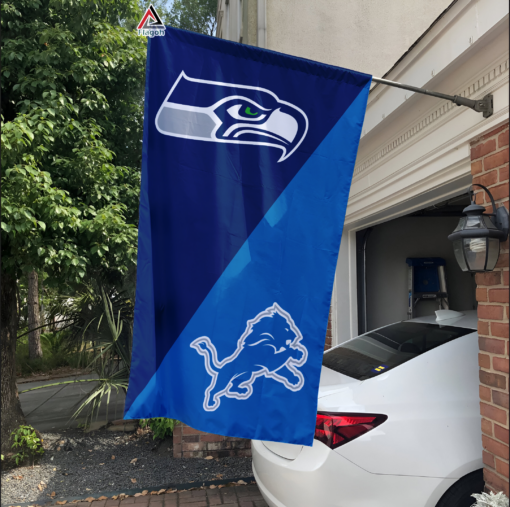 Seahawks vs Lions House Divided Flag, NFL House Divided Flag