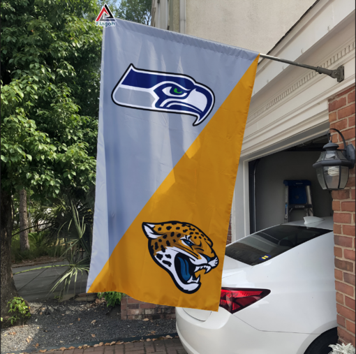 Seahawks vs Jaguars House Divided Flag, NFL House Divided Flag