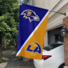 Baltimore Ravens vs Los Angeles Rams House Divided Flag, NFL House Divided Flag