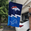Denver Broncos vs Detroit Lions House Divided Flag, NFL House Divided Flag