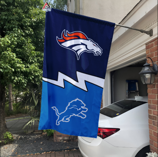 Broncos vs Lions House Divided Flag, NFL House Divided Flag