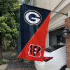 Green Bay Packers vs Cincinnati Bengals House Divided Flag, NFL House Divided Flag