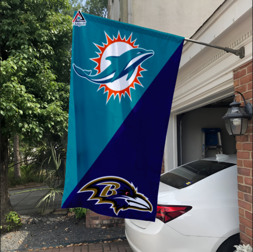 Dolphins vs Ravens House Divided Flag, NFL House Divided Flag
