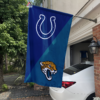 Indianapolis Colts vs Jacksonville Jaguars House Divided Flag, NFL House Divided Flag