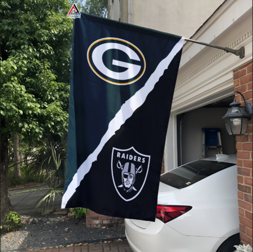 Packers vs Raiders House Divided Flag, NFL House Divided Flag