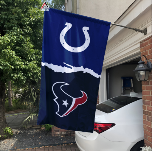 Colts vs Texans House Divided Flag, NFL House Divided Flag