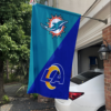 Miami Dolphins vs Los Angeles Rams House Divided Flag, NFL House Divided Flag