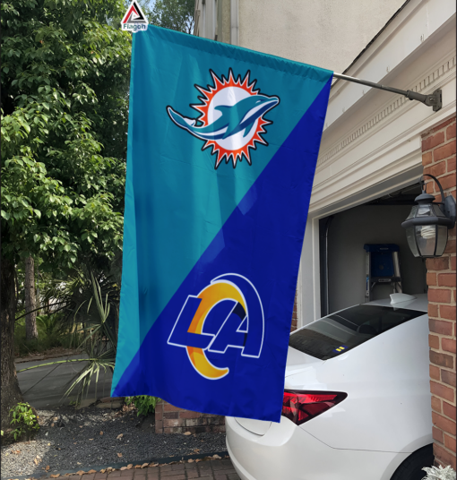 Dolphins vs Rams House Divided Flag, NFL House Divided Flag