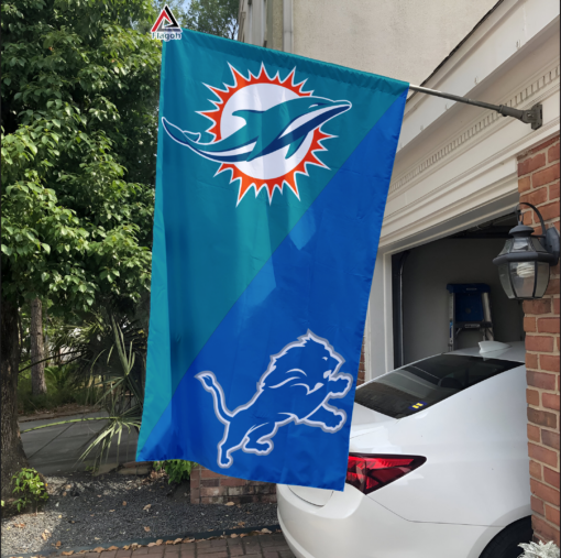 Dolphins vs Lions House Divided Flag, NFL House Divided Flag