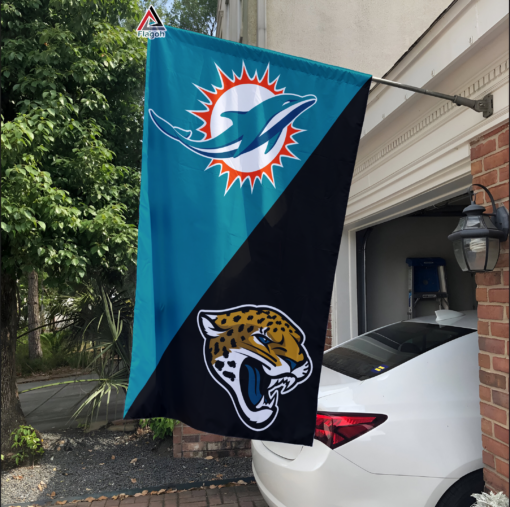 Dolphins vs Jaguars House Divided Flag, NFL House Divided Flag