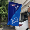 New England Patriots vs Detroit Lions House Divided Flag, NFL House Divided Flag