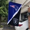 New England Patriots vs Las Vegas Raiders House Divided Flag, NFL House Divided Flag