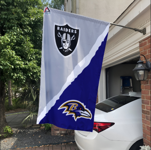 Raiders vs Ravens House Divided Flag, NFL House Divided Flag