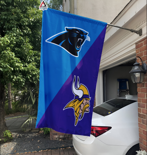 Panthers vs Vikings House Divided Flag, NFL House Divided Flag