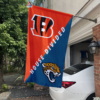 Cincinnati Bengals vs Jacksonville Jaguars House Divided Flag, NFL House Divided Flag