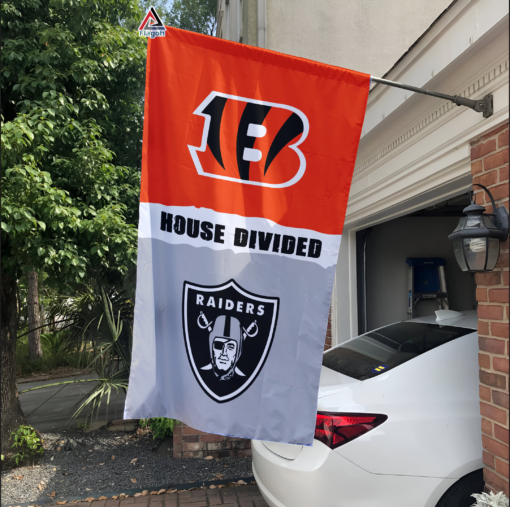 Bengals vs Raiders House Divided Flag, NFL House Divided Flag