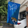Detroit Lions vs Jacksonville Jaguars House Divided Flag, NFL House Divided Flag