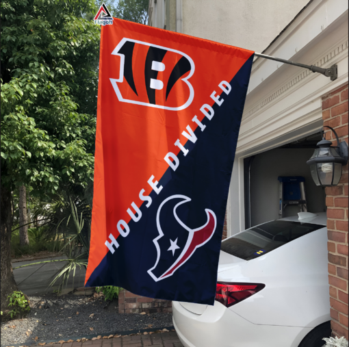 Bengals vs Texans House Divided Flag, NFL House Divided Flag