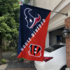 Houston Texans vs Cincinnati Bengals House Divided Flag, NFL House Divided Flag