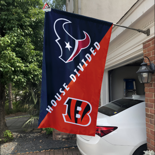 Texans vs Bengals House Divided Flag, NFL House Divided Flag