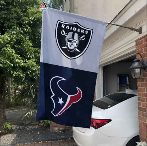 Raiders vs Texans House Divided Flag, NFL House Divided Flag