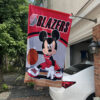 Portland Trail Blazers x Mickey Basketball Flag, NBA Premium Flag