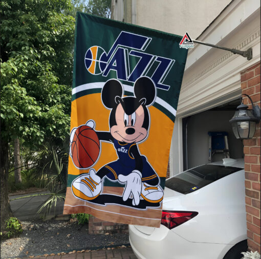 Utah Jazz x Mickey Basketball Flag, NBA Premium Flag