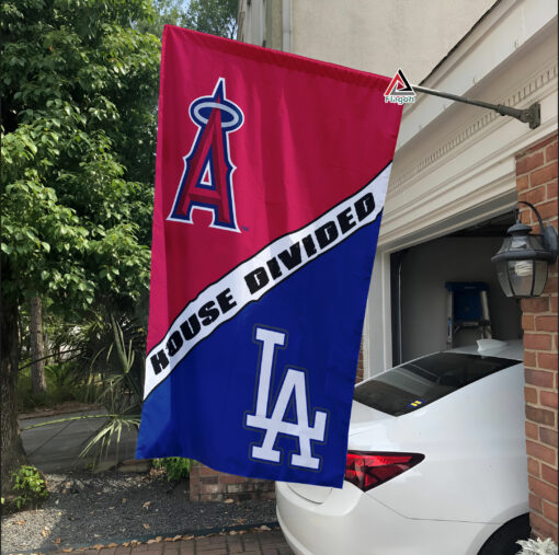 Angels vs Dodgers House Divided Flag, MLB House Divided Flag