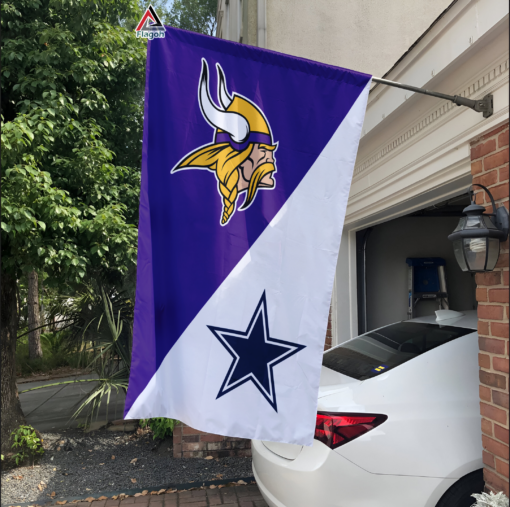 Vikings vs Cowboys House Divided Flag, NFL House Divided Flag