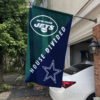New York Jets vs Dallas Cowboys House Divided Flag, NFL House Divided Flag