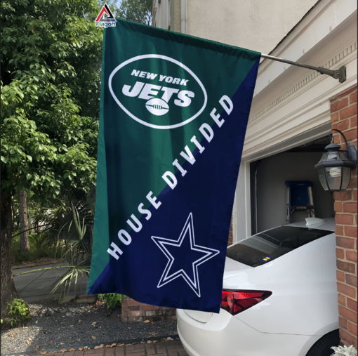 Jets vs Cowboys House Divided Flag, NFL House Divided Flag