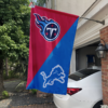 Tennessee Titans vs Detroit Lions House Divided Flag, NFL House Divided Flag