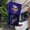 Minnesota Vikings vs Houston Texans House Divided Flag, NFL House Divided Flag