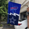 Buffalo Bills vs Dallas Cowboys House Divided Flag, NFL House Divided Flag