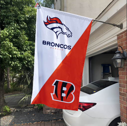 Broncos vs Bengals House Divided Flag, NFL House Divided Flag