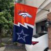 Denver Broncos vs Dallas Cowboys House Divided Flag, NFL House Divided Flag