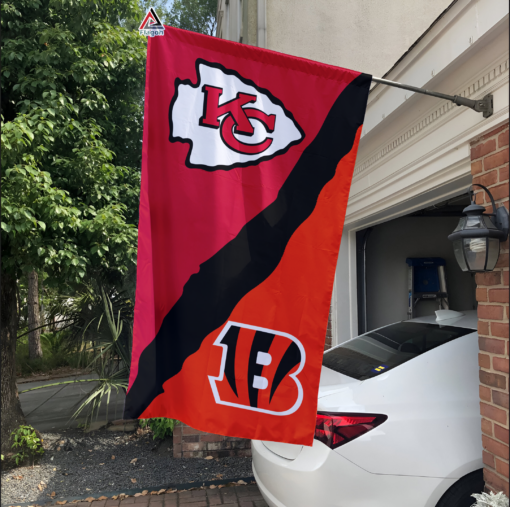 Chiefs vs Bengals House Divided Flag, NFL House Divided Flag