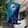 Miami Dolphins vs Dallas Cowboys House Divided Flag, NFL House Divided Flag