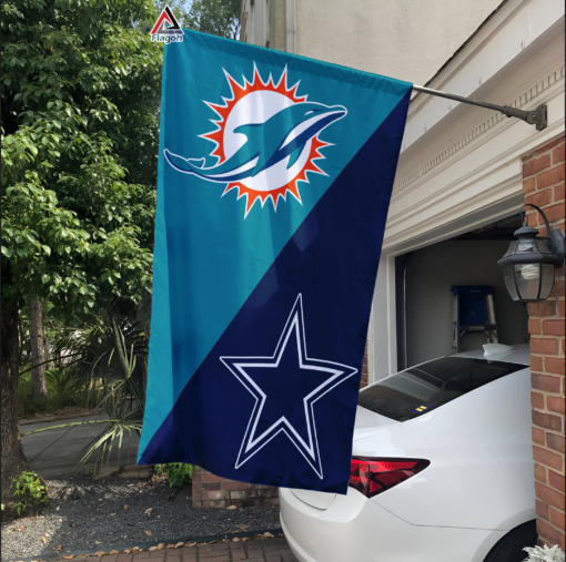 Dolphins vs Cowboys House Divided Flag, NFL House Divided Flag